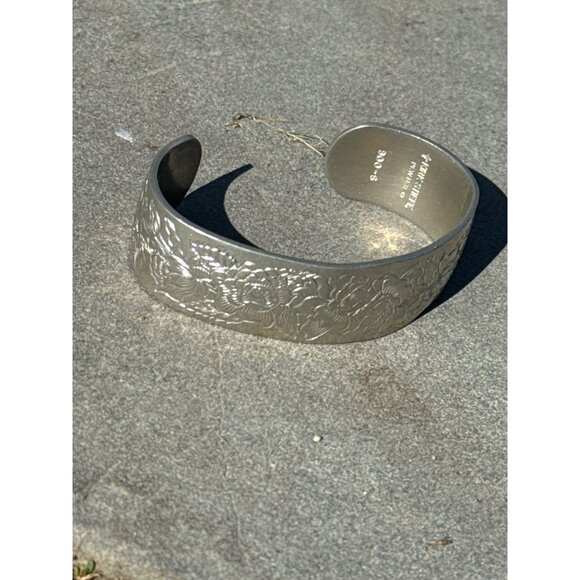 Kirk Stieff Pewter Floral Engraved Etched Vintage Cuff Bracelet 900- 6 - Picture 3 of 6